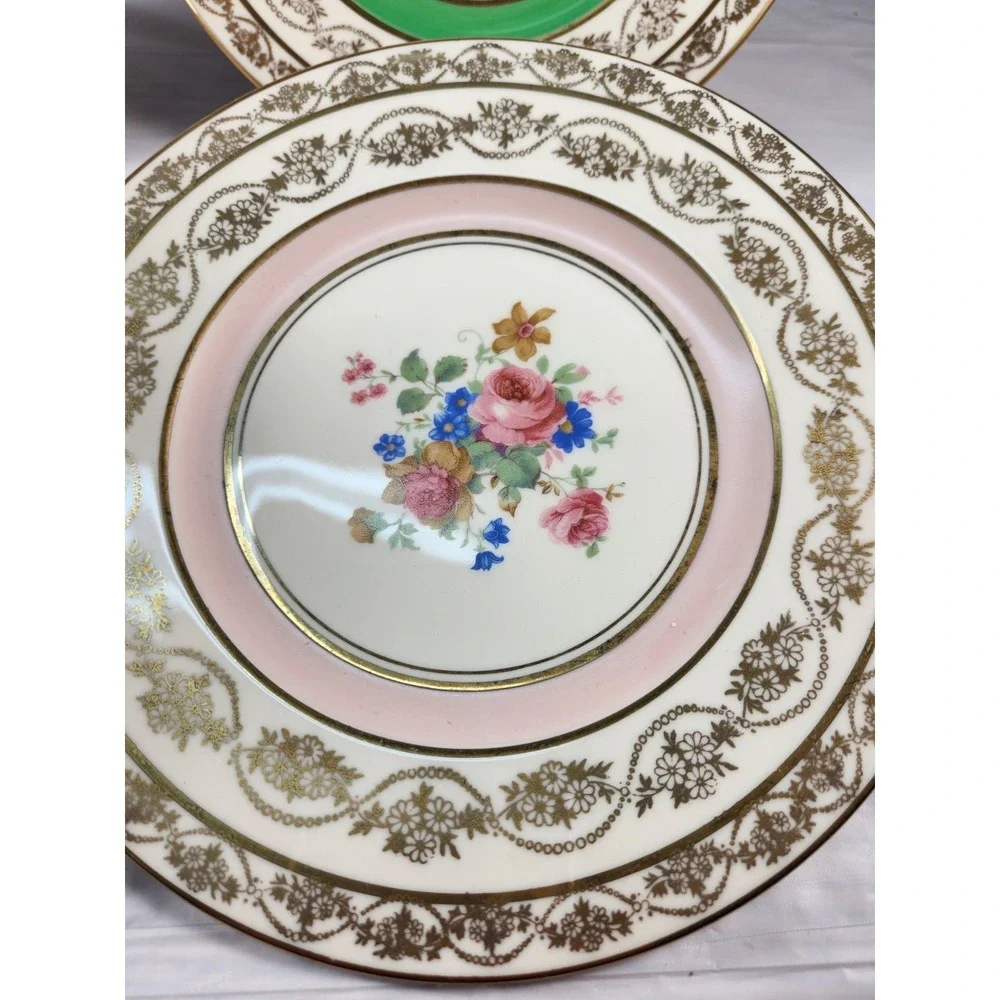 Set Of Four Gorgeous Antique M & R Hand Painted  Floral Bouquet Plates